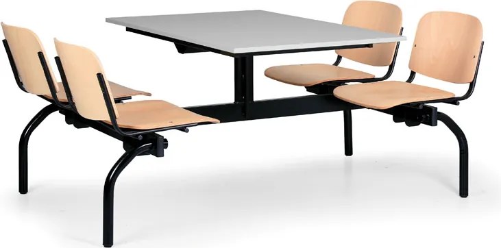 Euroseat Jedálenský set 1930 x 1200 mm - doska sivá, sedadlá buk