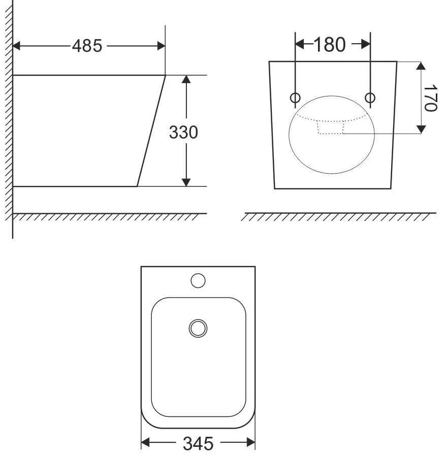 Mereo Mereo, Bidet závesný kapotovaný, 485x345x330, keramický, biely, MER-VSD83B