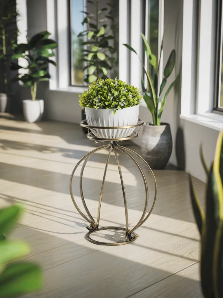 STOJAN NA KVETINÁČ VIRELLA 54X38 CM ZLATÁ