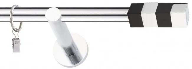 Dekorstudio Chrómová jednoradová garniža čierny MAGNUM 19mm Dĺžka: 360cm, Typ uchytenia: Držiak modern, Typ príslušenstva: Krúžky tiché so štipcami