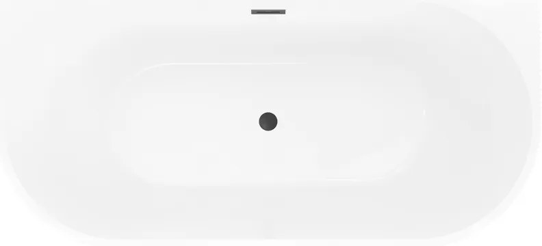 Mexen Oris, voľne stojaca ryhovaná vaňa 150 x 75 cm, biela-šedá, čierny matný prepad, 52871507562-70