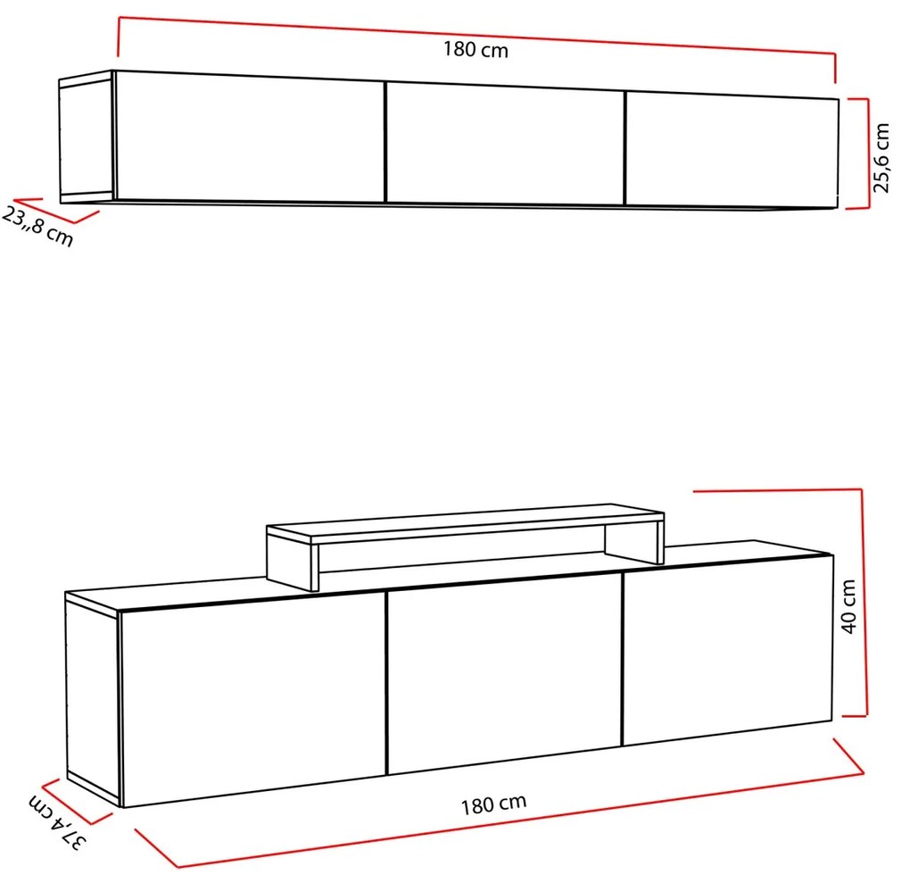 Obývacia stena LINIE 180 cm biela