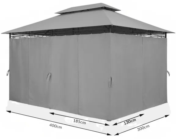 Záhradný Altánok Pavilón TOPAS 220g/m 4x3m svetlo šedý
