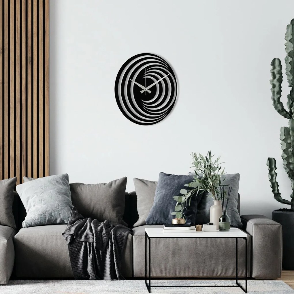 Nástenné hodiny Circles S017 Black, 48 x 48 cm