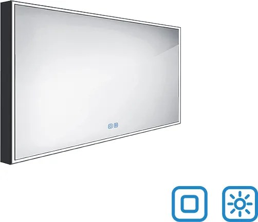 Nimco Čierne LED zrkadlo 1400x700 s dvoma dotykovými senzormi - ZPC 13008VX-90