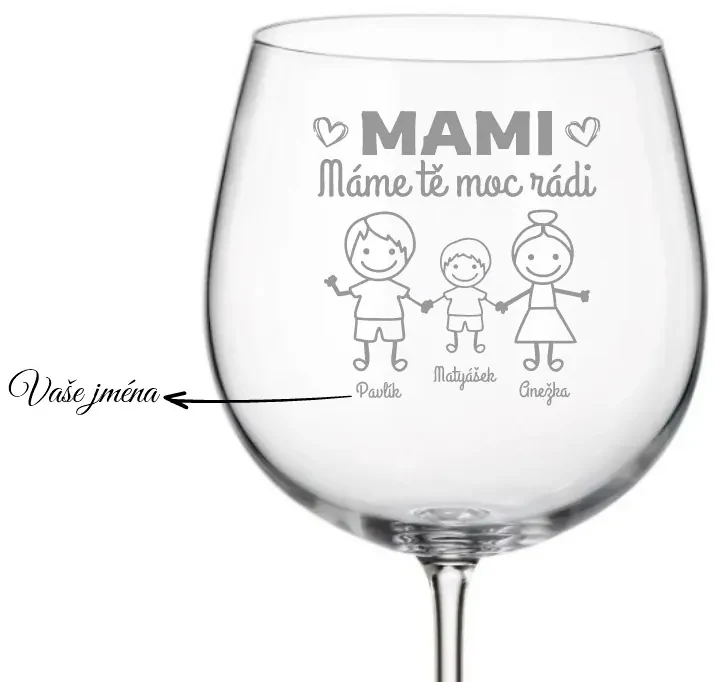 Dekorant Pohárik na víno pre mamičky MAMI