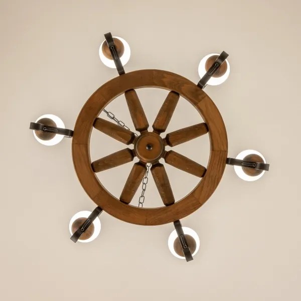 Brilagi - Luster na reťazi ROATA 6xE14/40W/230V, priemer 70 cm, buk