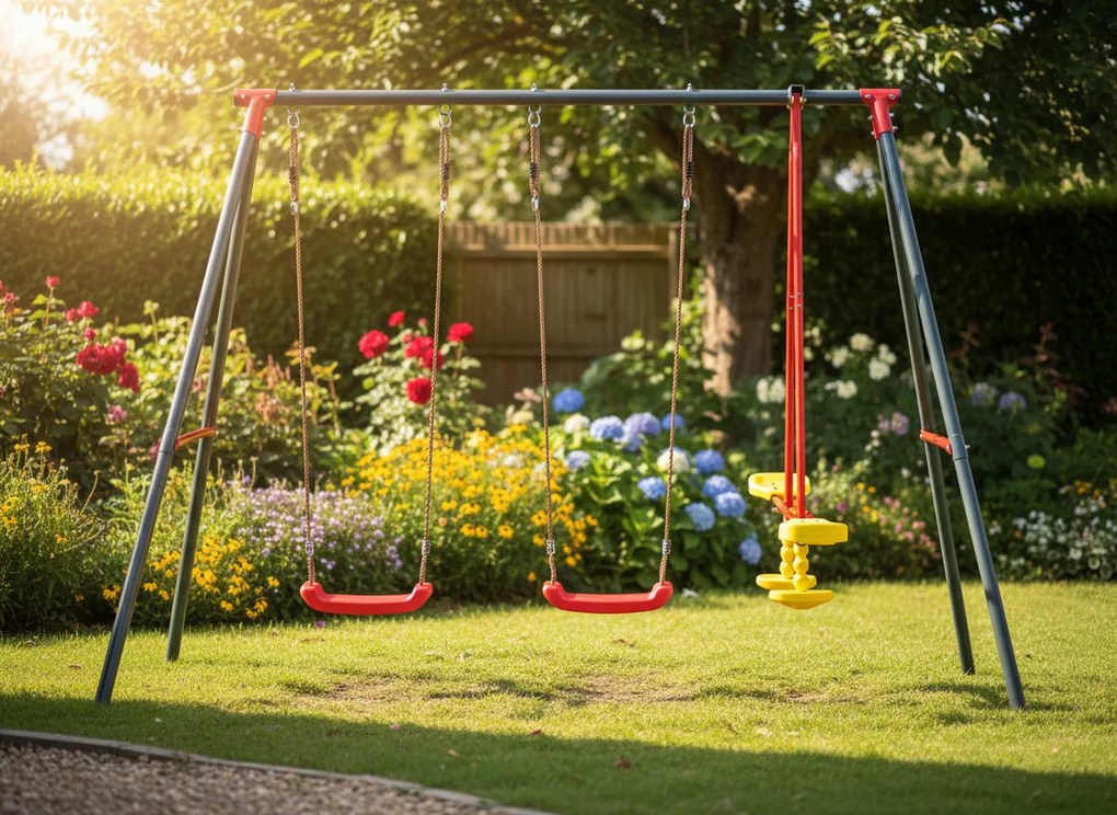 CH ZÁHRADNÁ HOJDAČKA (KOVOVÝ RÁM + 2 HOJDAČKY + HOJDAČKA) 290 x 180 x 200 CM