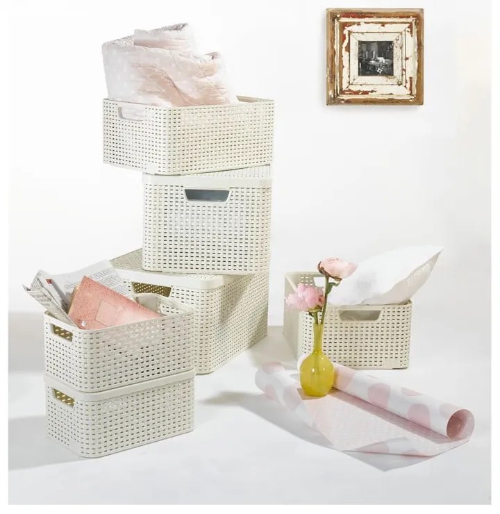 Krémovobiely plastový úložný box 19x28,5x13 cm Style – Curver