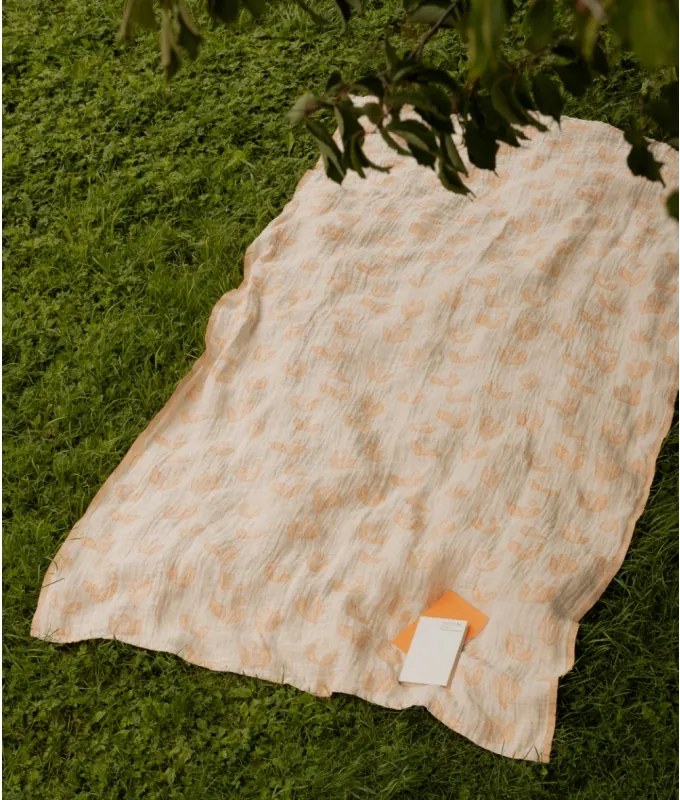 Ľanová deka / obrus Kesäkukka 145x180, ľan-škoricová