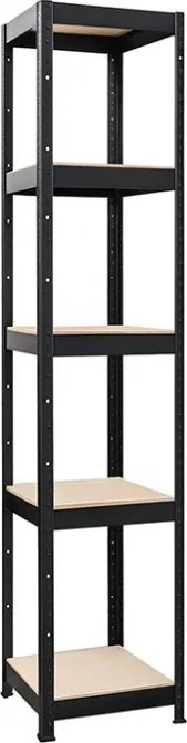 Akcia 10x Regál 180x40x40 cm lakovaný 5-policový, nosnosť 875 kg - čierny
