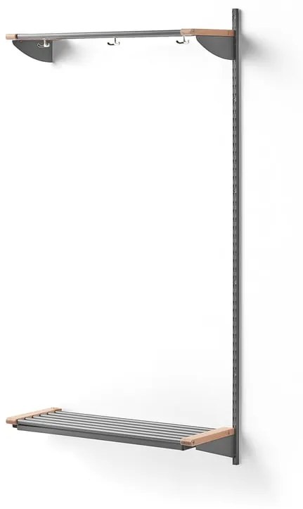 Vešiaková stena JEPPE s hornou policou, prídavná sekcia, 1790x900x310 mm, strieborná/breza