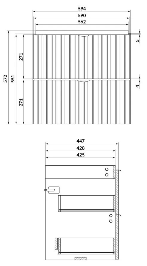 Cersanit Tirso, závesná skrinka pod umývadlo 594x447x572 mm, čierna matná, S1017-010