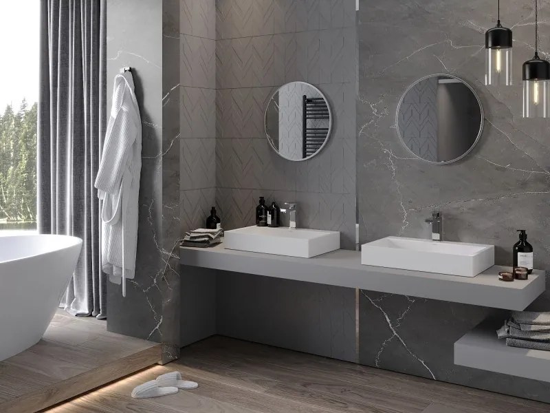 Mexen Loft okrúhle kúpeľňové zrkadlo 50 cm, rám inox - 9850-050-050-000-10