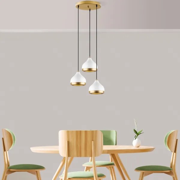 Závesný luster YILDO 3xE27/40W/230V biela/zlatá