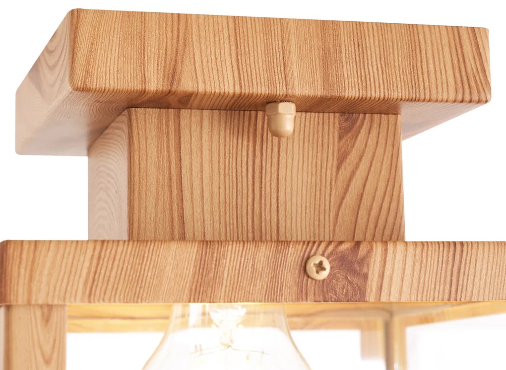 Priemyselné vonkajšie stropné svietidlo drevené s čírym sklom - Rotterdam