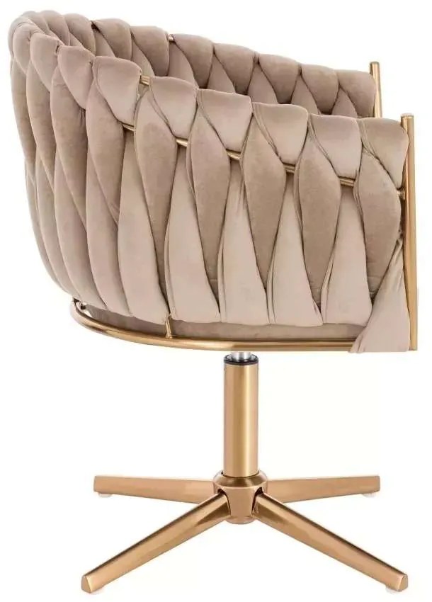 LuxuryForm DESIGN Kreslo NORDEN VELUR na zlatom kríži - latte