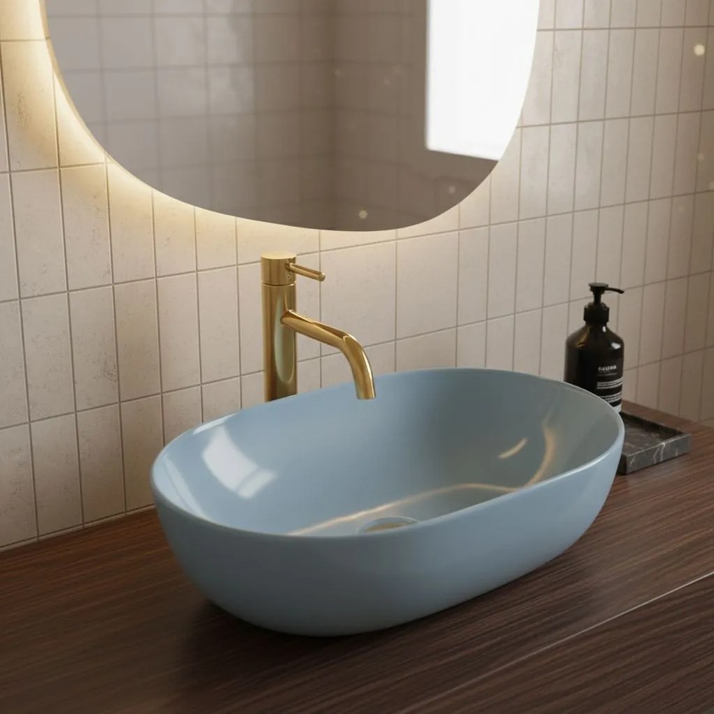 Rea Lisa, umývadlo na dosku 490x350x140 mm, svetlá modrá lesklá, REA-U6620