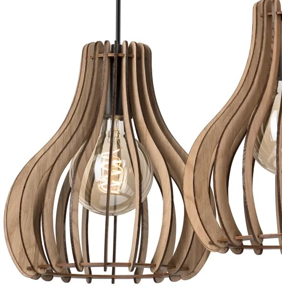 Luster na lanku TUCCI 3xE27/15W/230V dub/čierna