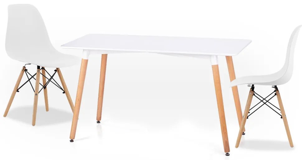Biely jedálenský set 1 + 2, stôl BERGEN 100 + stolička YORK OSAKA