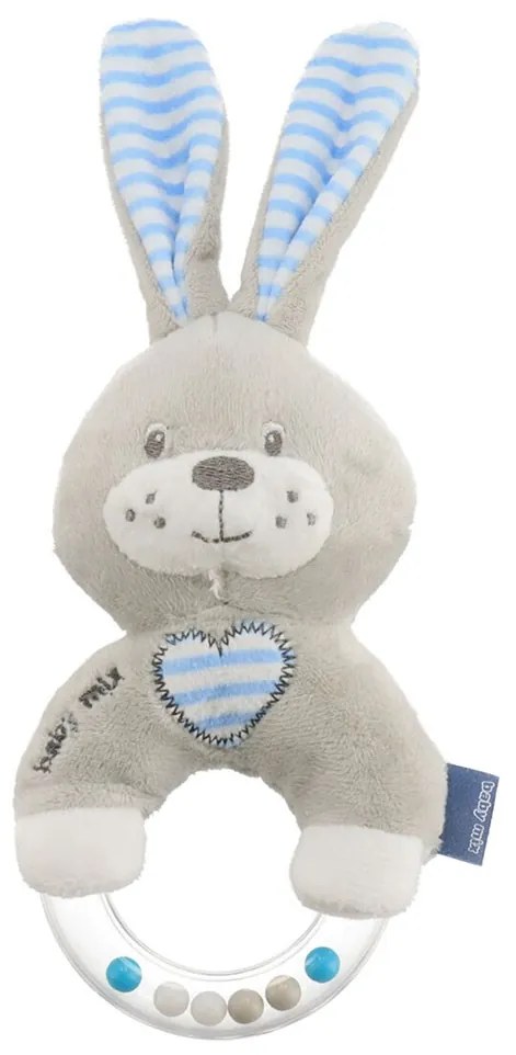 Detská plyšová hrkálka Baby Mix králik modrý