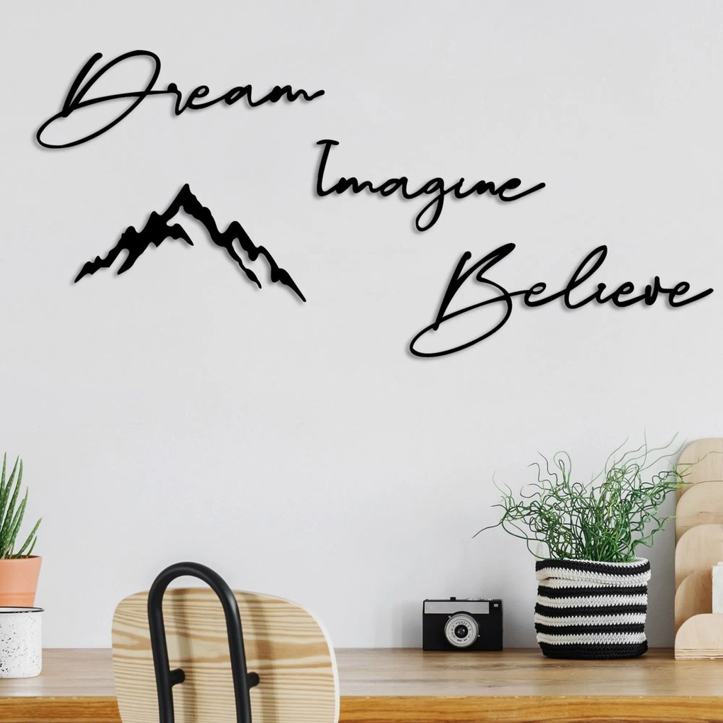 Nástěnná kovová dekorace Amazing Believe černá