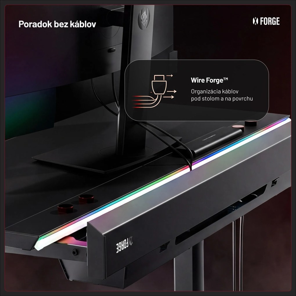 Elektrický herný stôl RGB s držiakmi, čierny, 140 cm: Diablo X-Forge 1400