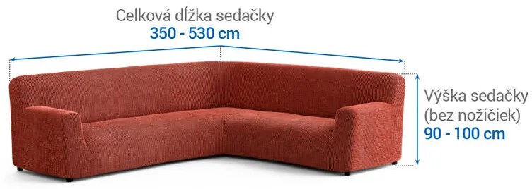 Bielastické poťahy COSTINA medená rohová sedačka (š. 350 - 530 cm)