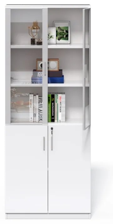 Vysoká kancelárska skriňa Houseland Prime Neo 04 80 cm biela