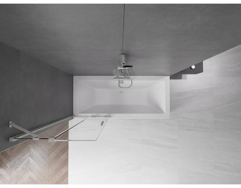 Mexen Velar, 2-krídlová posuvná vaňová zástena 75 x 150 cm, 8mm číre sklo, brúsená oceľ, 896-075-000-01-97