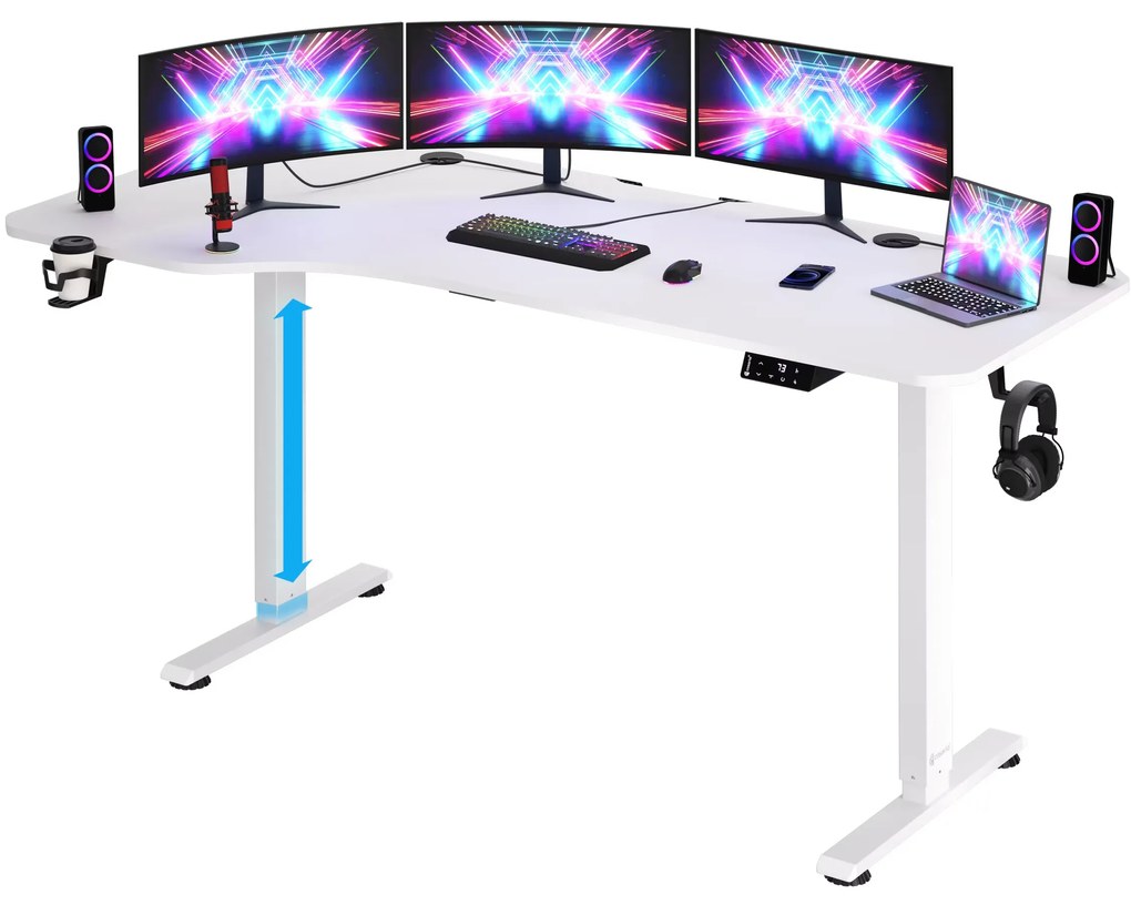 InternetovaZahrada Výškovo nastaviteľný kancelársky stôl 160x75x118 cm - biely