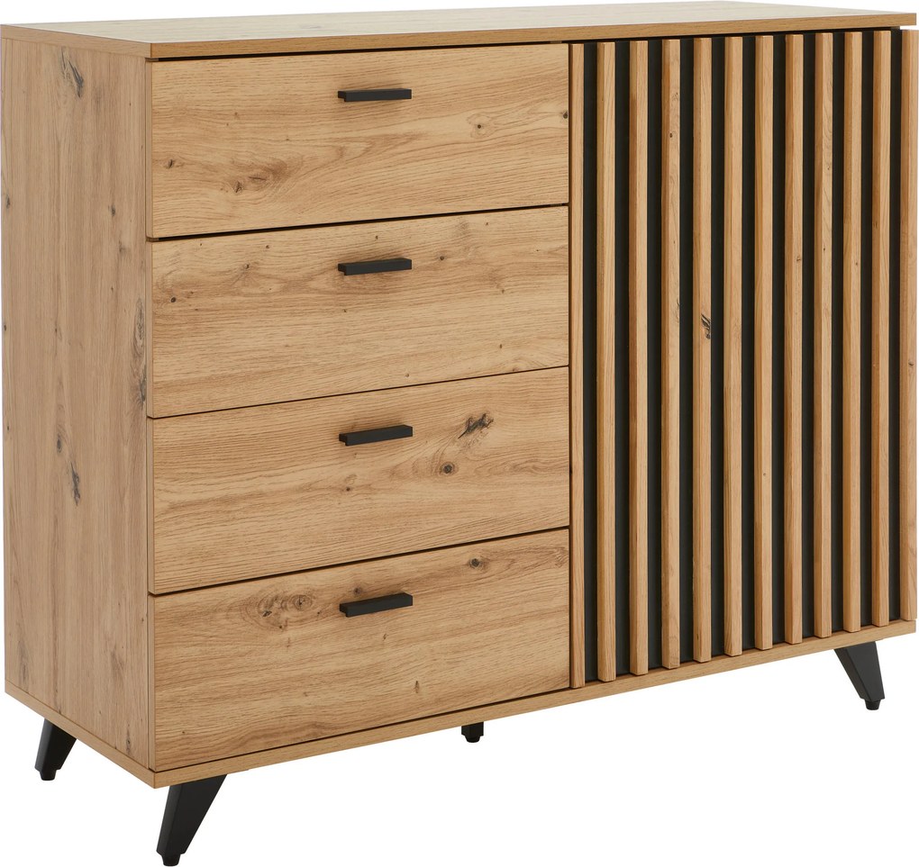 XXXLutz ŠIROKÁ KOMODA, čierna, farba duba, 103/86/40 cm MID.YOU - Online Only drobný nábytok - 002798018501