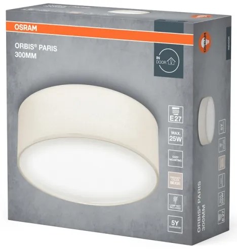 Osram - Stropné svietidlo ORBIS PARIS 1xE27/25W/230V pr. 30 cm krémové