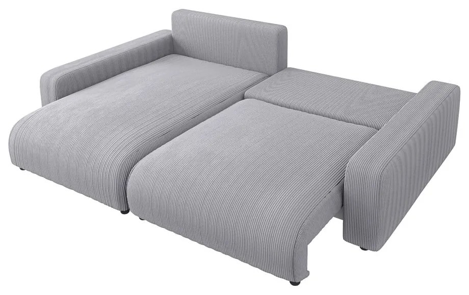 Svetlosivá menčestrová rozkladacia rohová pohovka (variabilná) Sara – Ropez