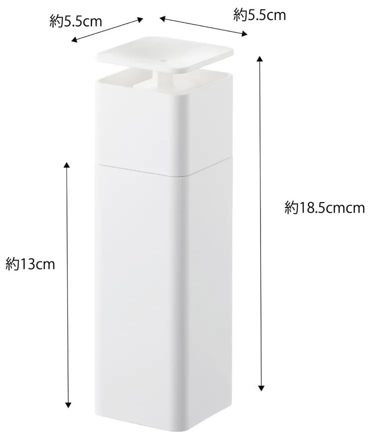 Biely dávkovač saponátu Yamazaki Tower, 250 ml