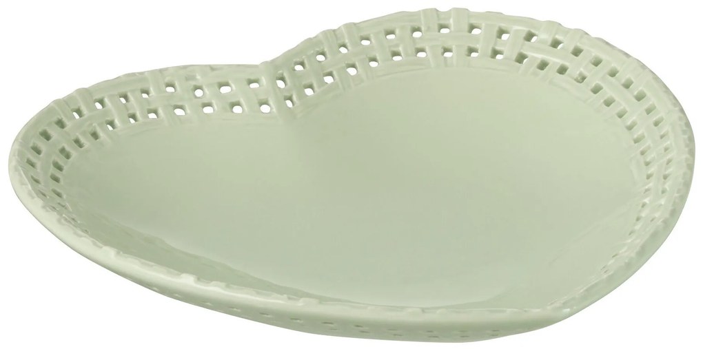 Zelený keramický tanier / miska v tvare srdca Hella Pastel Green - 22*22*4 cm