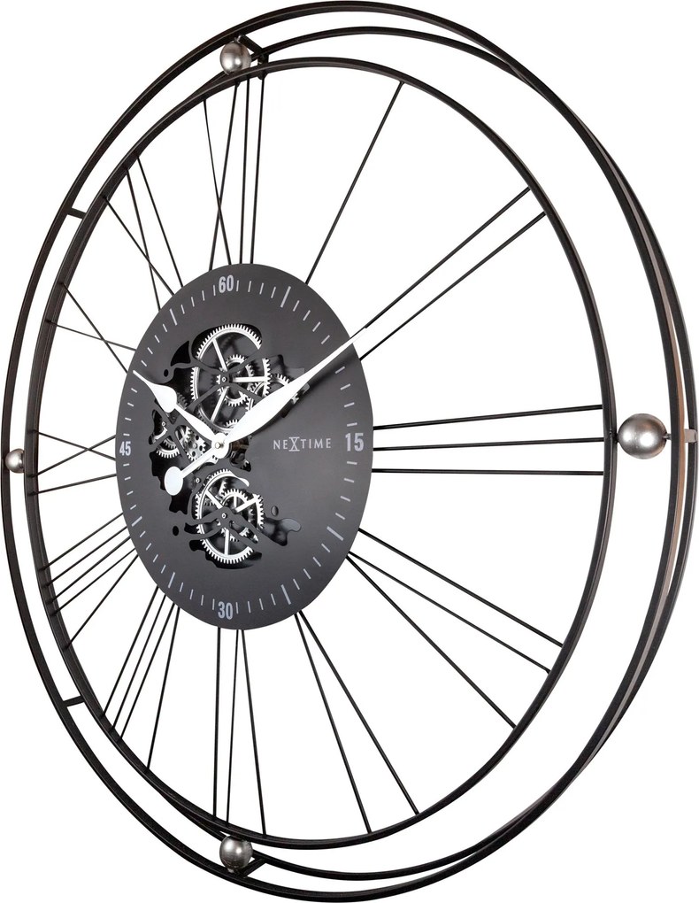 Nástenné hodiny Roman Gear Clock 90,5 cm čierno-zlaté