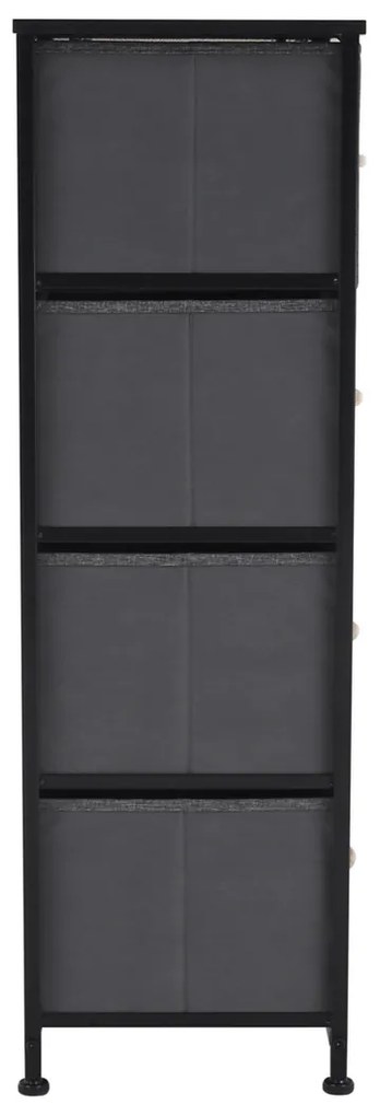 Komoda PALMERA s látkovými zásuvkami, čierna