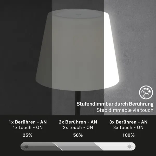 Brilo - LED vonkajšia stmievateľná nabíjateľná lampa LED/3W/5V IP44 2000 mAh