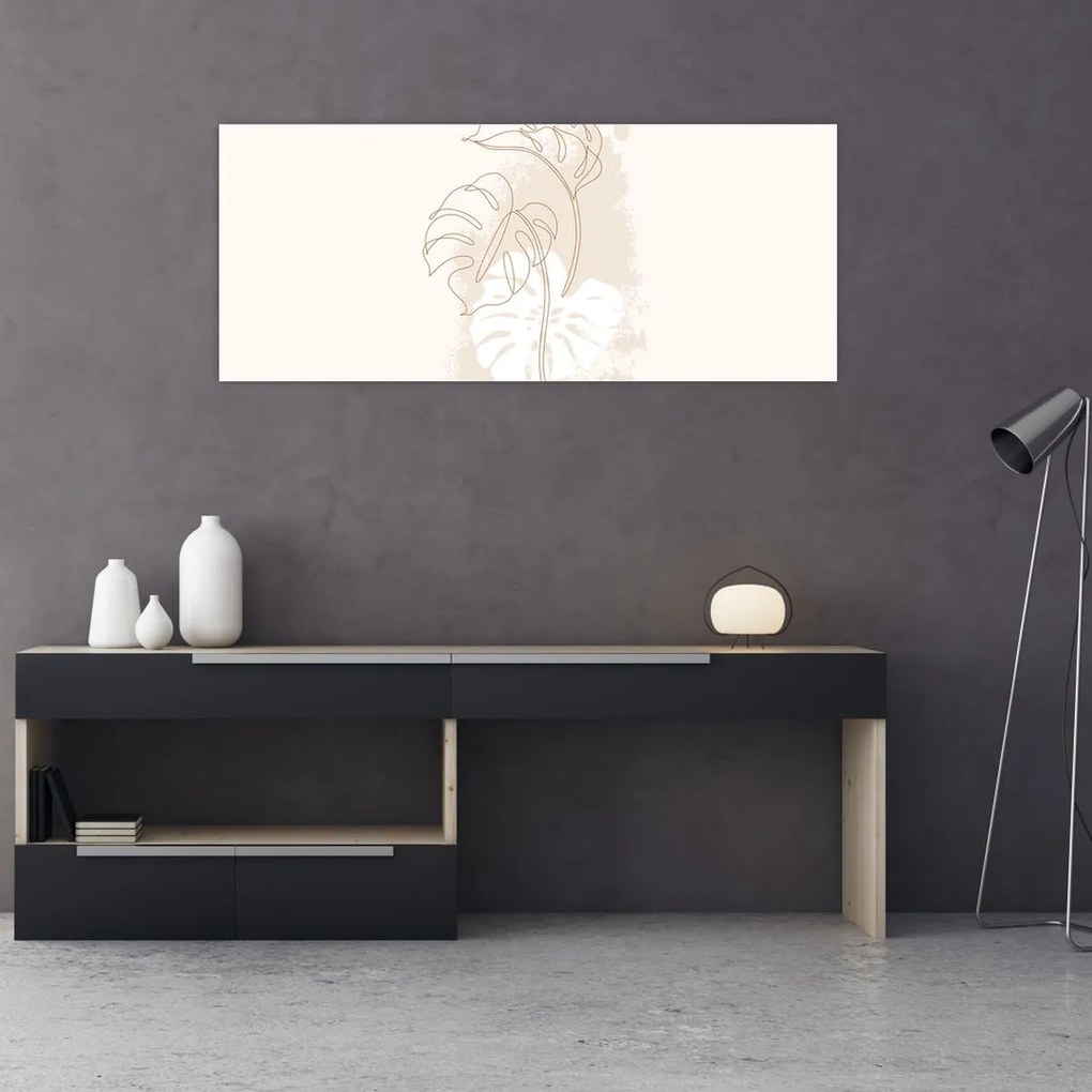 Obraz - Line art monstera N⁰1 (120x50 cm)