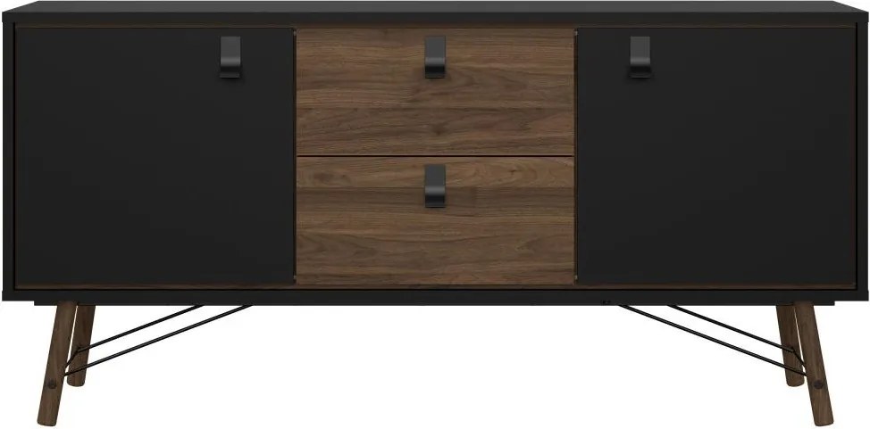 Komoda Rainy 150 cm čierna/orech tmavý