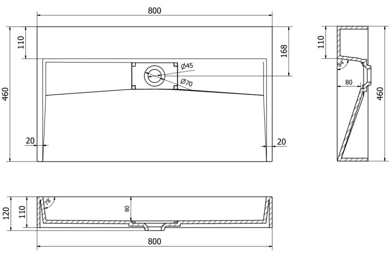Mexen Ava, umývadlo na dosku z konglomerátu 80 x 46 cm, biela, 23018000