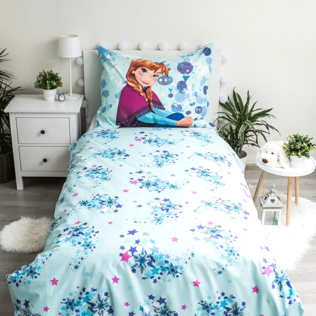 Jerry Fabrics Bavlnené obliečky so svietiacim efektom 140x200 + 70x90 cm - Frozen "Light Blue 02"