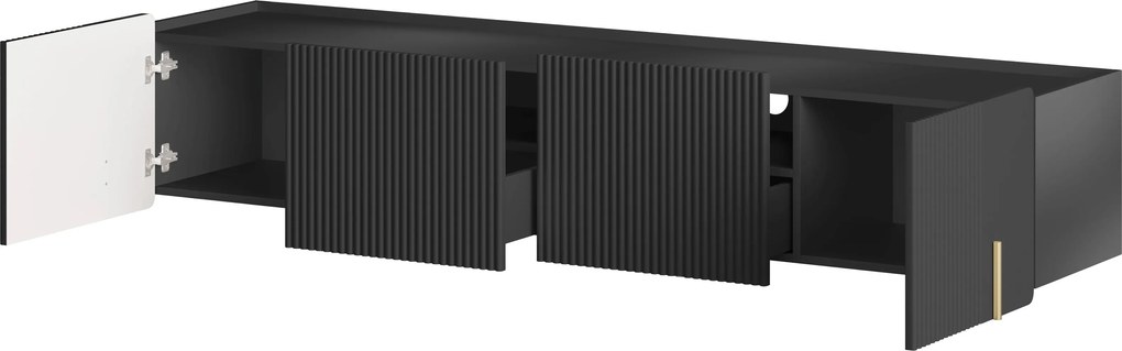 Závesný TV stolík Malmi 200 cm - čierny mat / zlatá