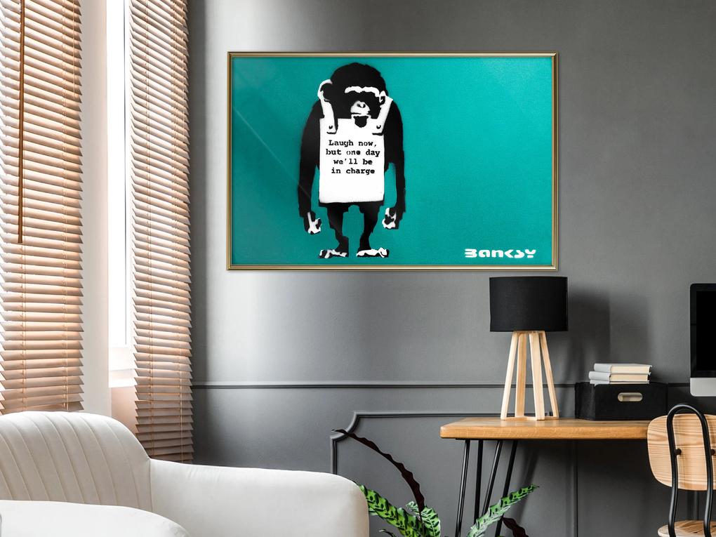 Artgeist Plagát - Angry Monkey [Poster] Veľkosť: 30x20, Verzia: Zlatý rám s passe-partout