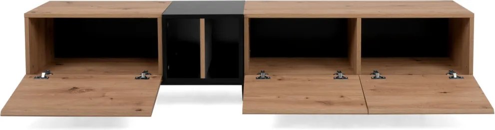 Široká TV skrinka Nola, dub artisan/čierna