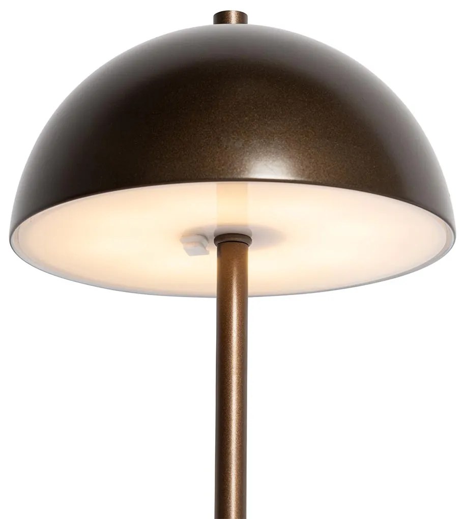 Vonkajšia stolná lampa tmavá bronz nabíjateľná s 3-stupňovým stmievačom - Keira