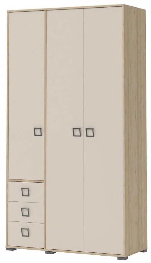 Skriňa 3D3S Kiki P33-BK/KI-01 beech/sand