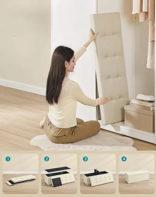 Taburet Soor s úložným prostorem světle béžový