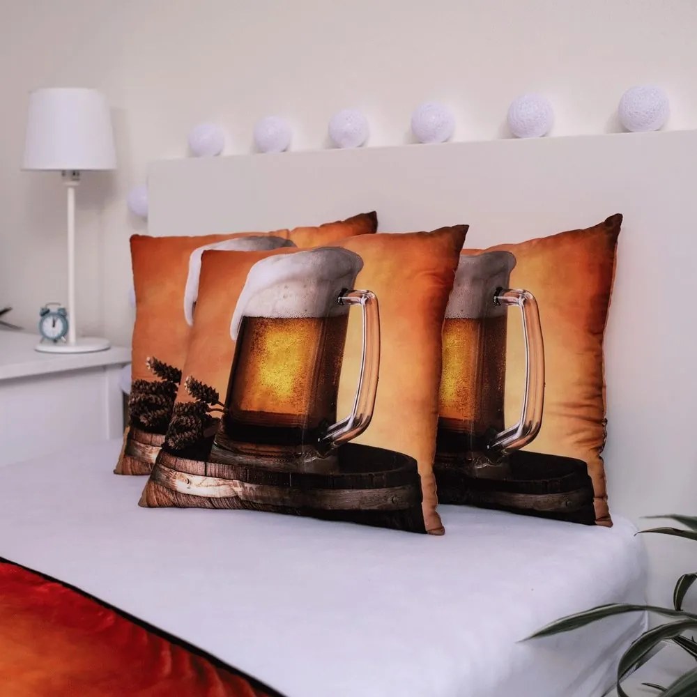 Jerry Fabrics Vankúšik s potlačou - Pivo | 40 x 40 cm